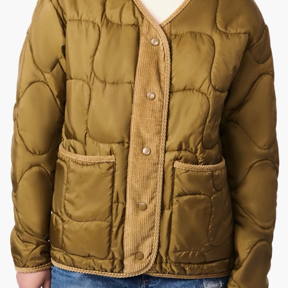 NWT- Bernie Quilted Corduroy Trim Recycled Polyester Jacket in Acorn